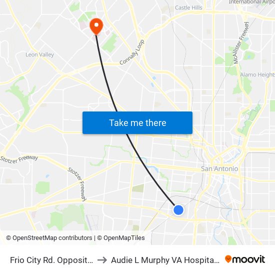 Frio City Rd. Opposite Brady to Audie L Murphy VA Hospital STVHCS map