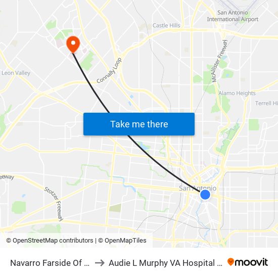 Navarro Farside Of Bridge to Audie L Murphy VA Hospital STVHCS map