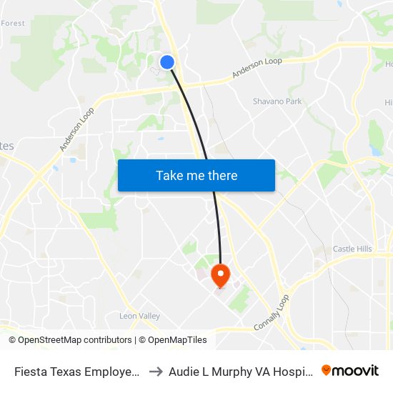 Fiesta Texas Employee Entrance to Audie L Murphy VA Hospital STVHCS map