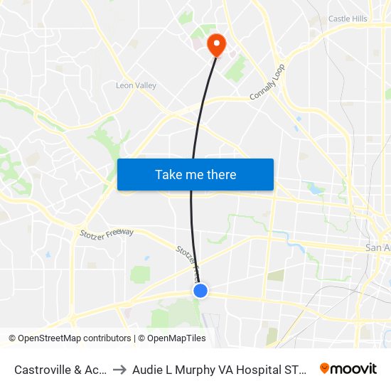 Castroville & Acme to Audie L Murphy VA Hospital STVHCS map