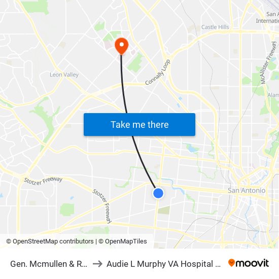 Gen. Mcmullen & Randall to Audie L Murphy VA Hospital STVHCS map