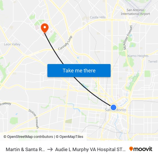 Martin & Santa Rosa to Audie L Murphy VA Hospital STVHCS map