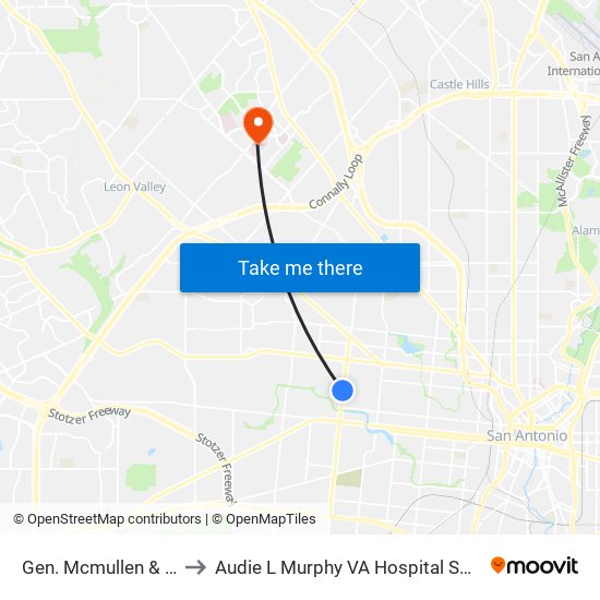 Gen. Mcmullen & Ruiz to Audie L Murphy VA Hospital STVHCS map