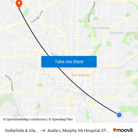 Dollarhide & Glamis to Audie L Murphy VA Hospital STVHCS map