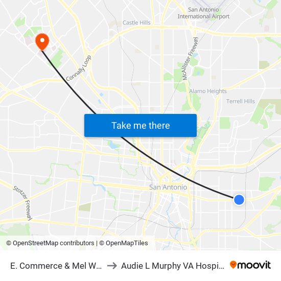 E. Commerce & Mel Waiters Way to Audie L Murphy VA Hospital STVHCS map