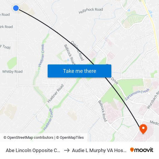 Abe Lincoln Opposite Country Flower to Audie L Murphy VA Hospital STVHCS map