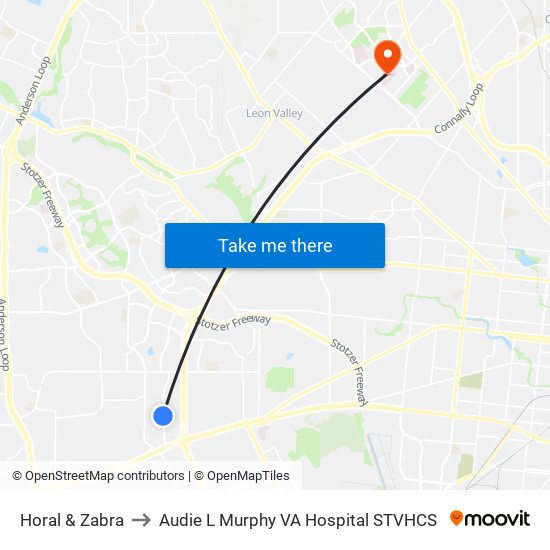 Horal & Zabra to Audie L Murphy VA Hospital STVHCS map