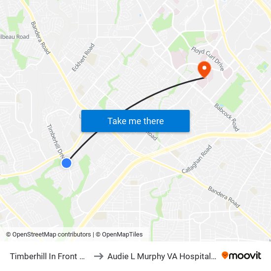 Timberhill In Front Of 5025 to Audie L Murphy VA Hospital STVHCS map