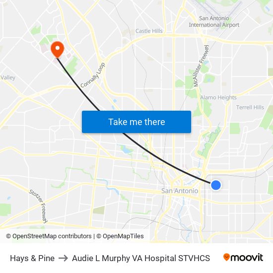 Hays & Pine to Audie L Murphy VA Hospital STVHCS map