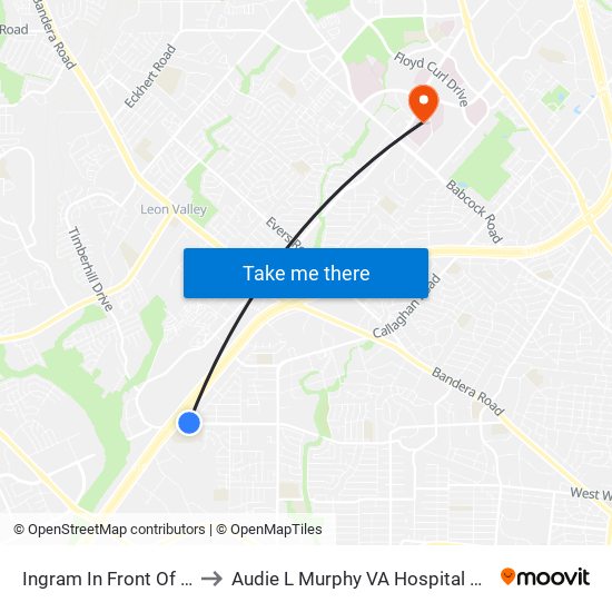 Ingram In Front Of 6511 to Audie L Murphy VA Hospital STVHCS map