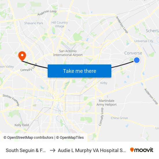 South Seguin & Fm 78 to Audie L Murphy VA Hospital STVHCS map