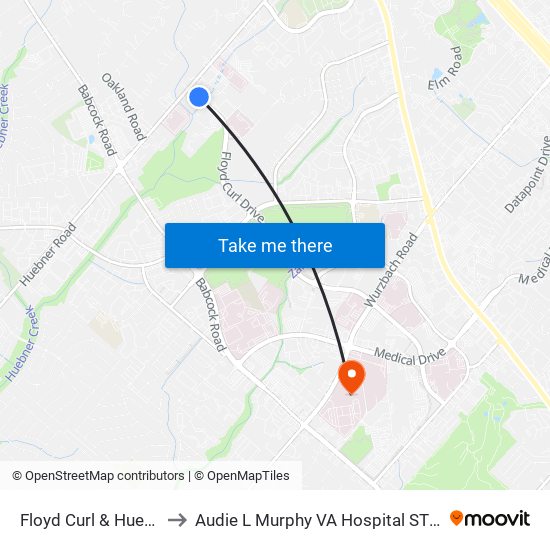 Floyd Curl & Huebner to Audie L Murphy VA Hospital STVHCS map