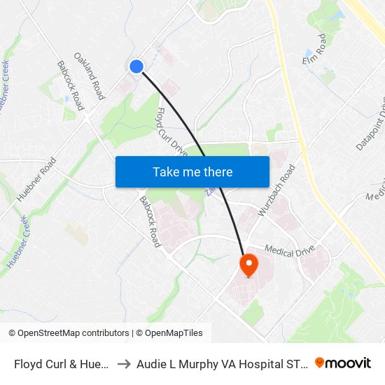 Floyd Curl & Huebner to Audie L Murphy VA Hospital STVHCS map