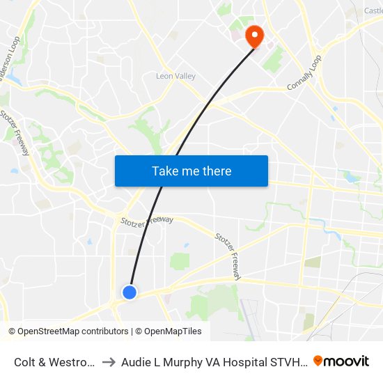 Colt & Westrock to Audie L Murphy VA Hospital STVHCS map