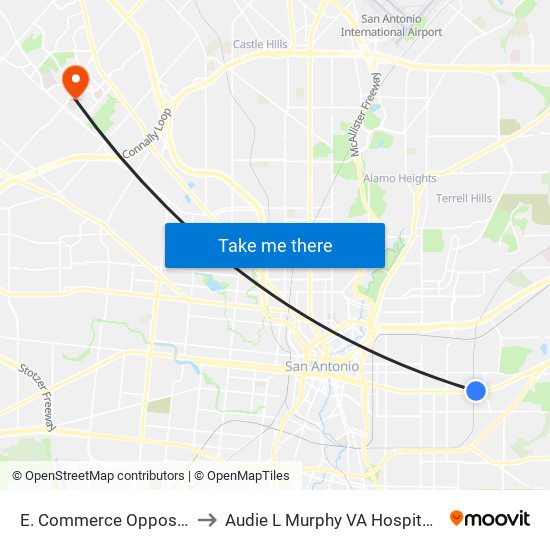 E. Commerce Opposite Kraft to Audie L Murphy VA Hospital STVHCS map