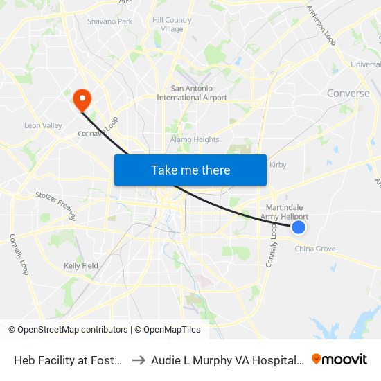 Heb Facility at Foster Road to Audie L Murphy VA Hospital STVHCS map