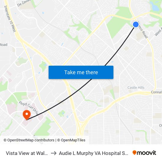Vista View at Walmart to Audie L Murphy VA Hospital STVHCS map
