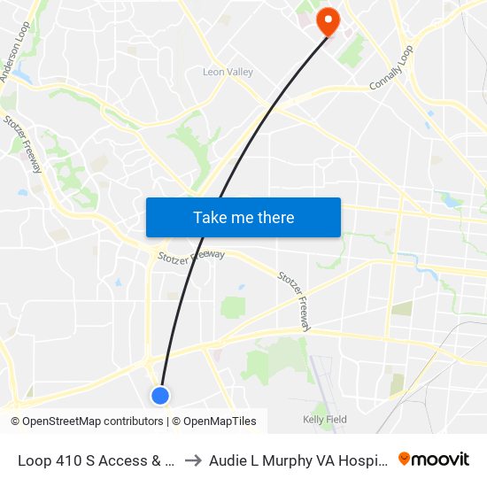 Loop 410 S Access & Harrow Dr to Audie L Murphy VA Hospital STVHCS map