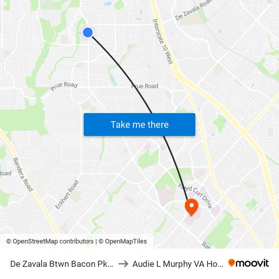 De Zavala Btwn Bacon Pkwy & Stable Trail to Audie L Murphy VA Hospital STVHCS map