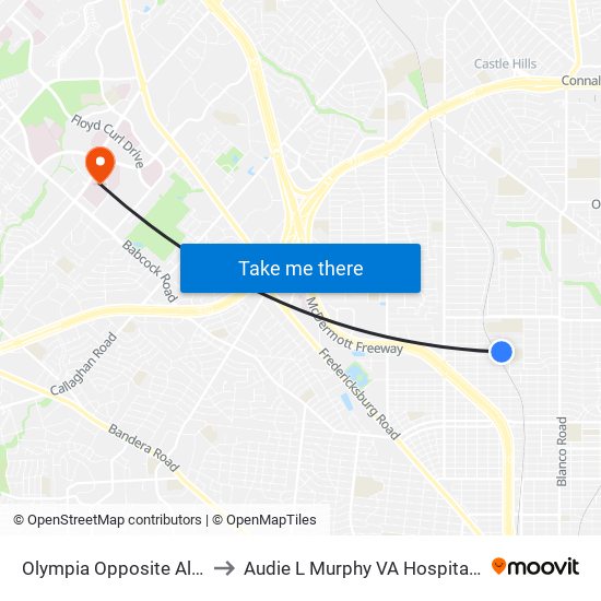 Olympia Opposite Alhambra to Audie L Murphy VA Hospital STVHCS map