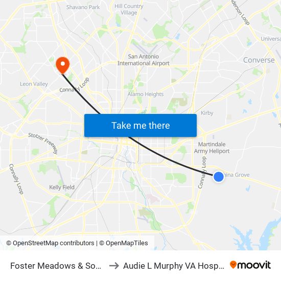 Foster Meadows & Southton View to Audie L Murphy VA Hospital STVHCS map