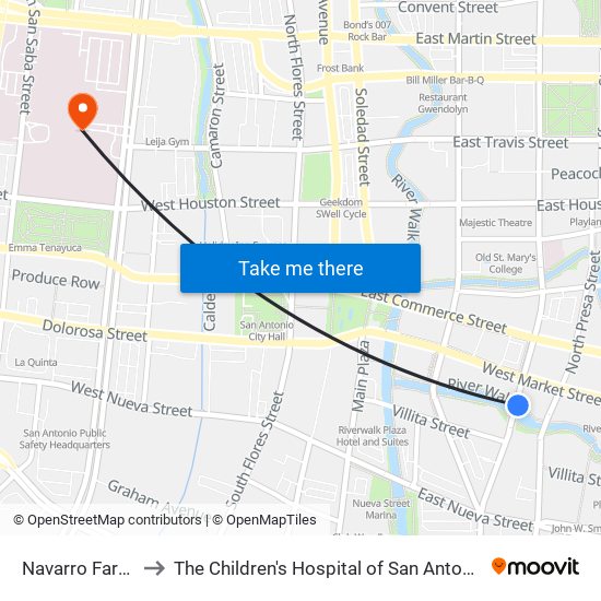 Navarro Farside Of Bridge to The Children's Hospital of San Antonio (Christus Santa Rosa Children's) map