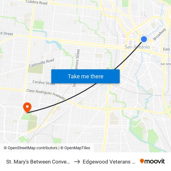 St. Mary's Between Convent & Mart to Edgewood Veterans Stadium map