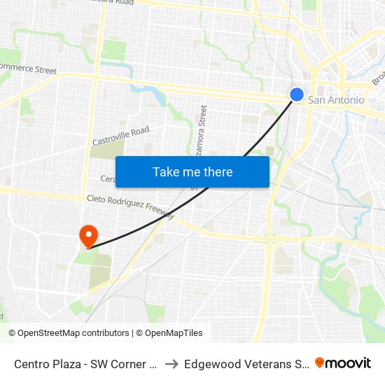 Centro Plaza - SW Corner (Stop A) to Edgewood Veterans Stadium map