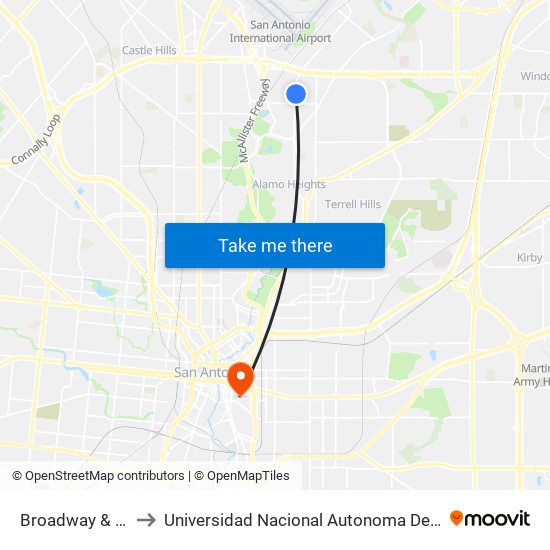 Broadway & Lawndale to Universidad Nacional Autonoma De Mexico (Unam) - Usa map