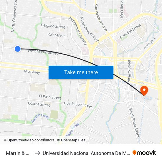 Martin & Navidad to Universidad Nacional Autonoma De Mexico (Unam) - Usa map