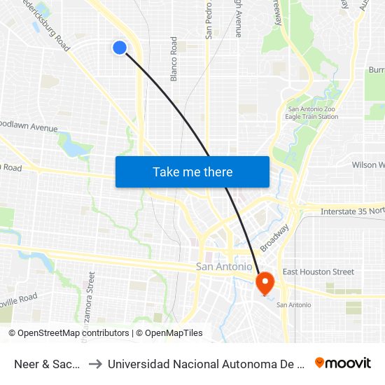 Neer & Sacramento to Universidad Nacional Autonoma De Mexico (Unam) - Usa map