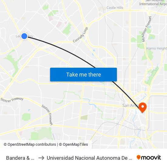 Bandera & Grissom to Universidad Nacional Autonoma De Mexico (Unam) - Usa map