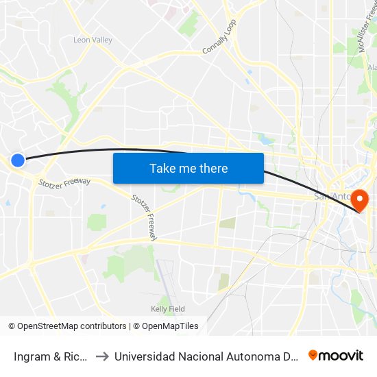 Ingram & Richland Hills to Universidad Nacional Autonoma De Mexico (Unam) - Usa map