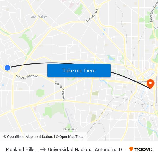 Richland Hills & Ingram to Universidad Nacional Autonoma De Mexico (Unam) - Usa map