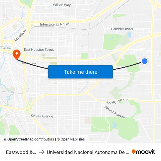 Eastwood & Charcliff to Universidad Nacional Autonoma De Mexico (Unam) - Usa map