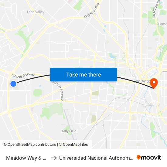 Meadow Way & Meadow Breeze to Universidad Nacional Autonoma De Mexico (Unam) - Usa map