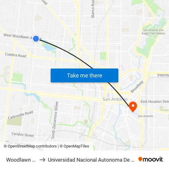 Woodlawn & Wilson to Universidad Nacional Autonoma De Mexico (Unam) - Usa map