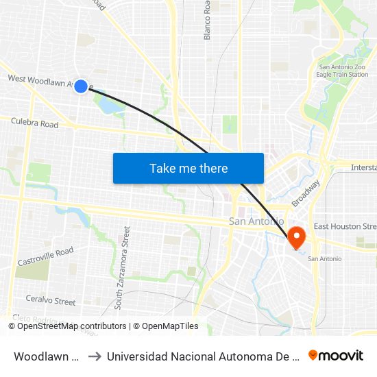 Woodlawn & Wilson to Universidad Nacional Autonoma De Mexico (Unam) - Usa map