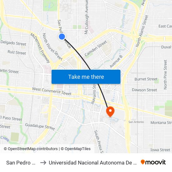 San Pedro & Warren to Universidad Nacional Autonoma De Mexico (Unam) - Usa map