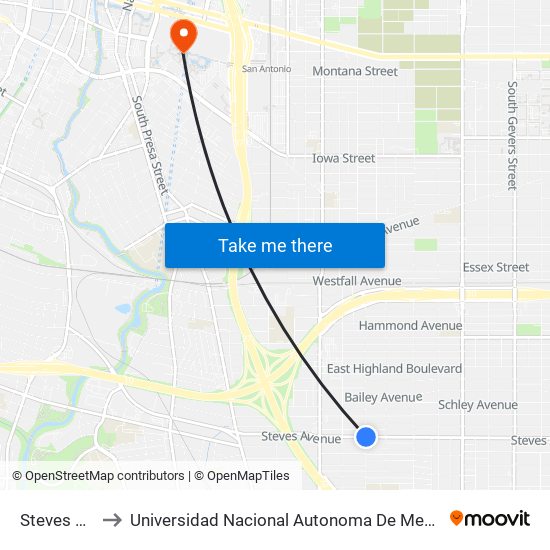 Steves & Pine to Universidad Nacional Autonoma De Mexico (Unam) - Usa map