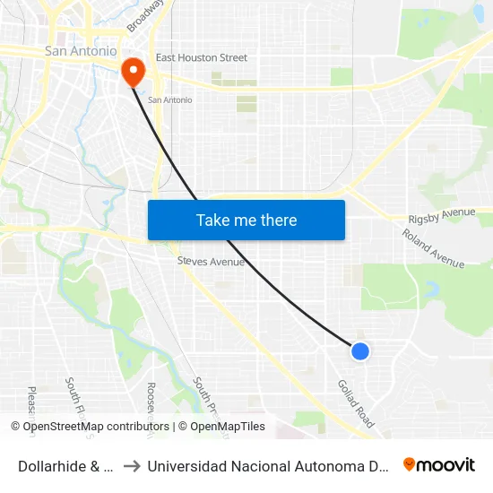 Dollarhide & Prestwick to Universidad Nacional Autonoma De Mexico (Unam) - Usa map