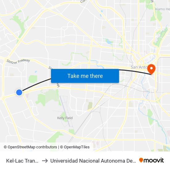 Kel-Lac Transit Center to Universidad Nacional Autonoma De Mexico (Unam) - Usa map