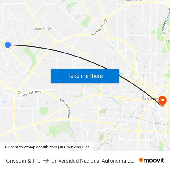 Grissom & Timberpath to Universidad Nacional Autonoma De Mexico (Unam) - Usa map