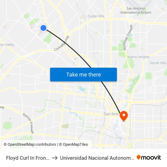 Floyd Curl In Front Of St. Luke's H to Universidad Nacional Autonoma De Mexico (Unam) - Usa map