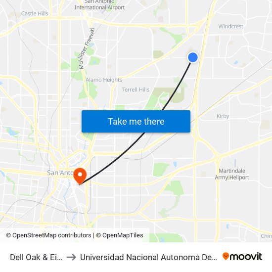 Dell Oak & Eisenhauer to Universidad Nacional Autonoma De Mexico (Unam) - Usa map