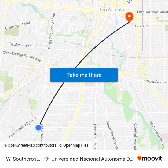 W. Southcross & Votaw to Universidad Nacional Autonoma De Mexico (Unam) - Usa map