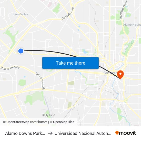 Alamo Downs Parkway / Front Of 6814 to Universidad Nacional Autonoma De Mexico (Unam) - Usa map