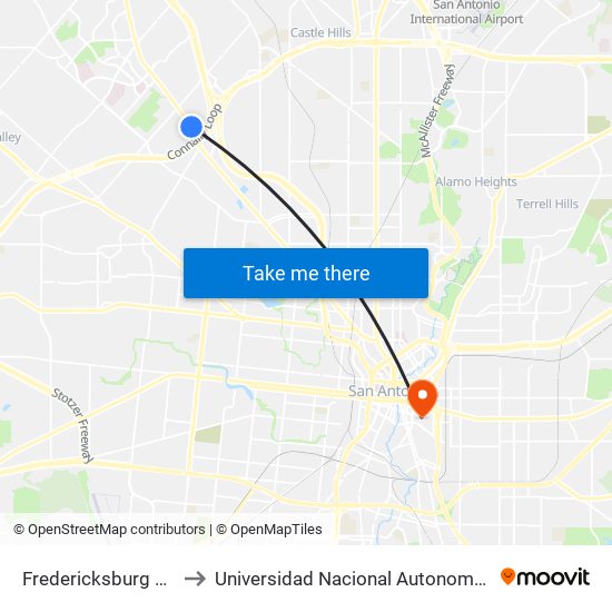 Fredericksburg Rd. & Lakeridge to Universidad Nacional Autonoma De Mexico (Unam) - Usa map