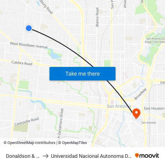 Donaldson & John Page to Universidad Nacional Autonoma De Mexico (Unam) - Usa map