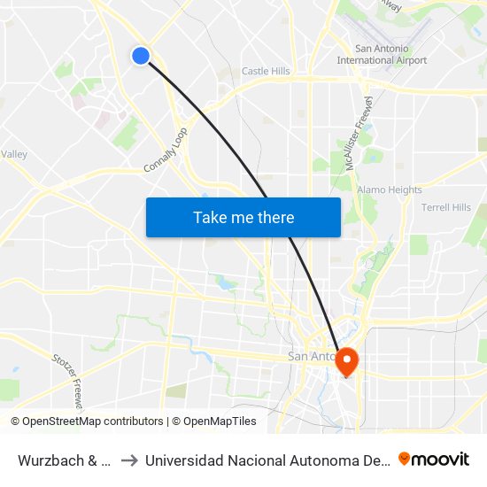 Wurzbach & Datapoint to Universidad Nacional Autonoma De Mexico (Unam) - Usa map